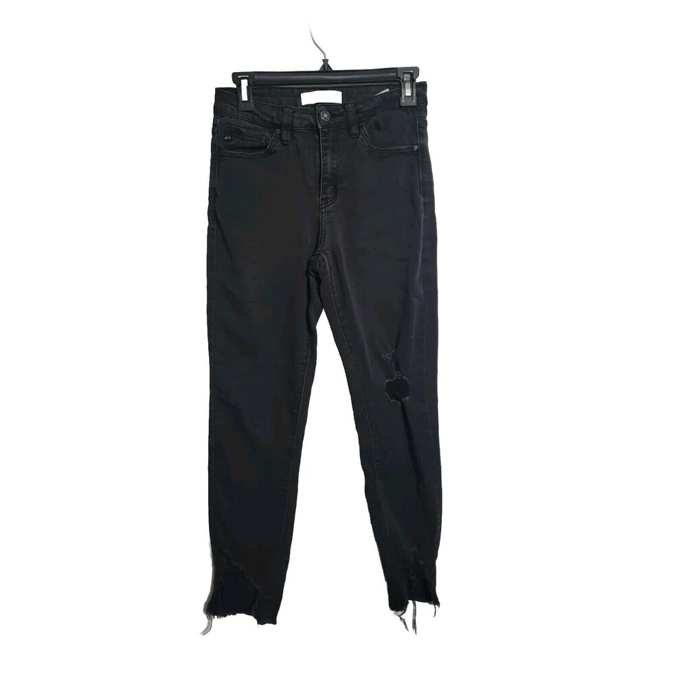 Kancan Estilo High Rise Distressed Black Released Hem Skinny Jeans 5/26